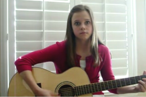 tiffany alvord in her first video, may 9, 2008, performing a cover tune